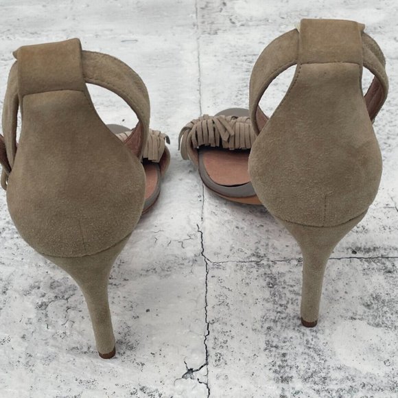 Joie Women Heels Leather Suede Upper Fringe Pump Shoes Size 38.5 - Picture 7 of 12